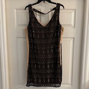Black and Tan Lace Bisou Bisou Shift Dress 14